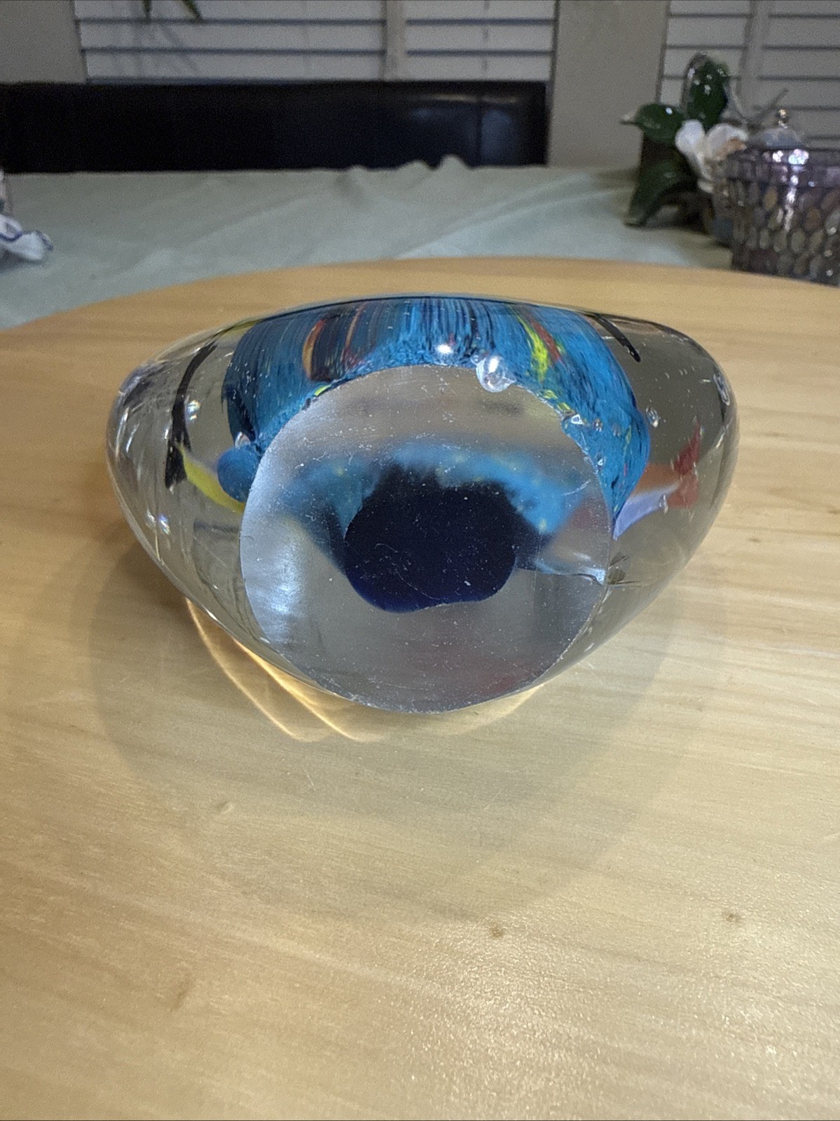 School of Fish, Sommerso Style, Murano Style, Art Glass Heavyweight Paperweight.