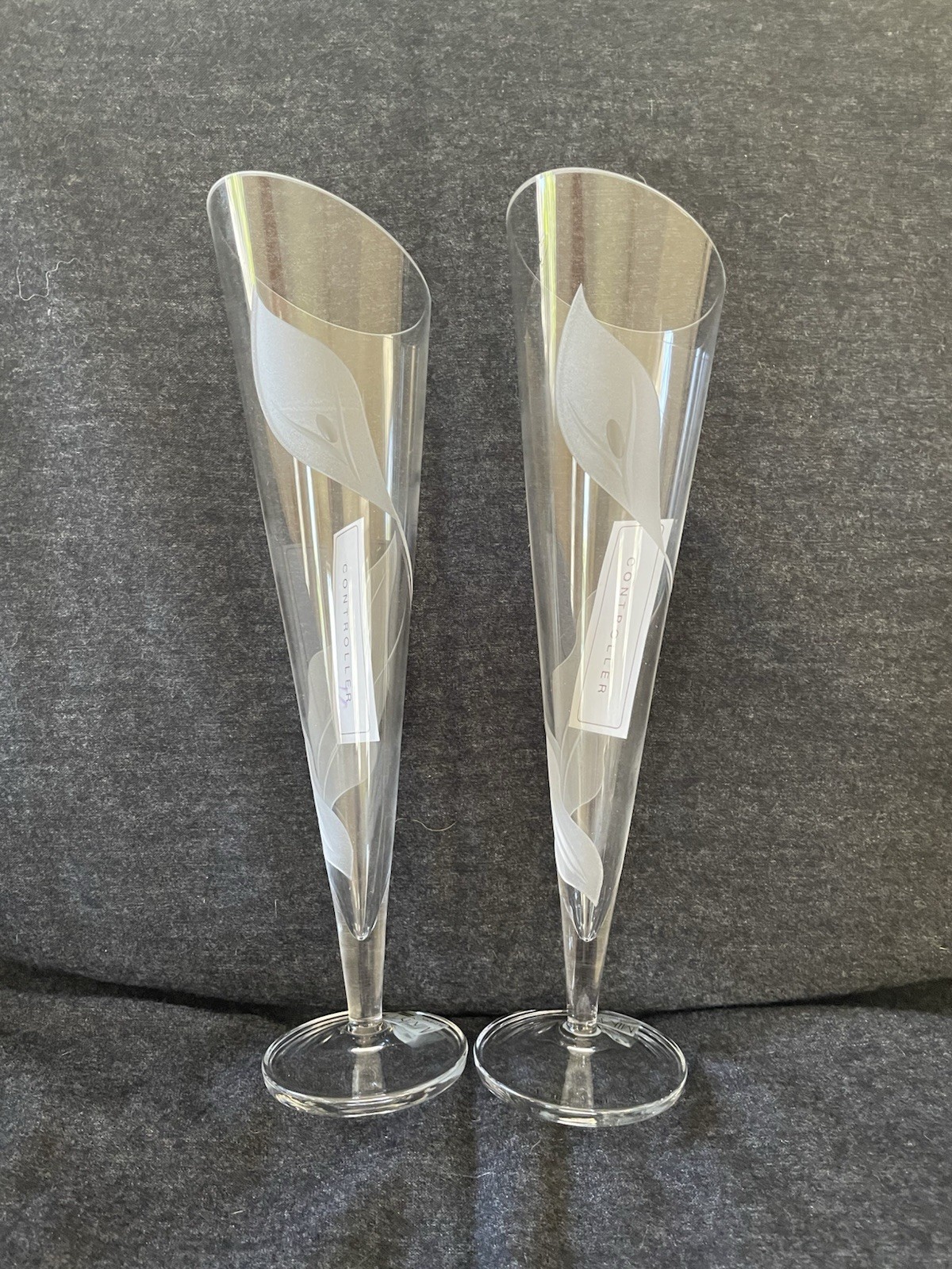 Sleek Mikasa 10 1/4” FTD Etched Crystal Vases