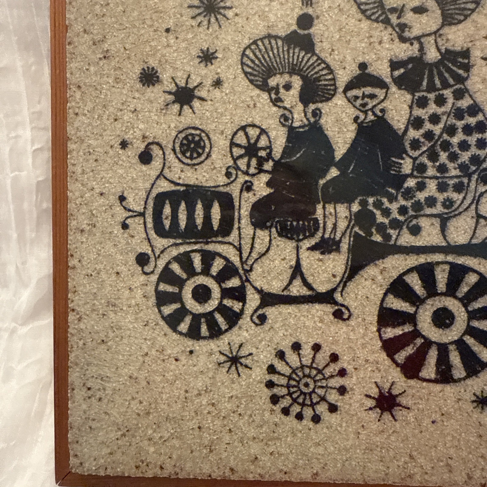 SIGNED KONRAD GALAAEN NORWAY PORSGRUND GLAZED CERAMIC TILE TRIVET 1966 Rare Find
