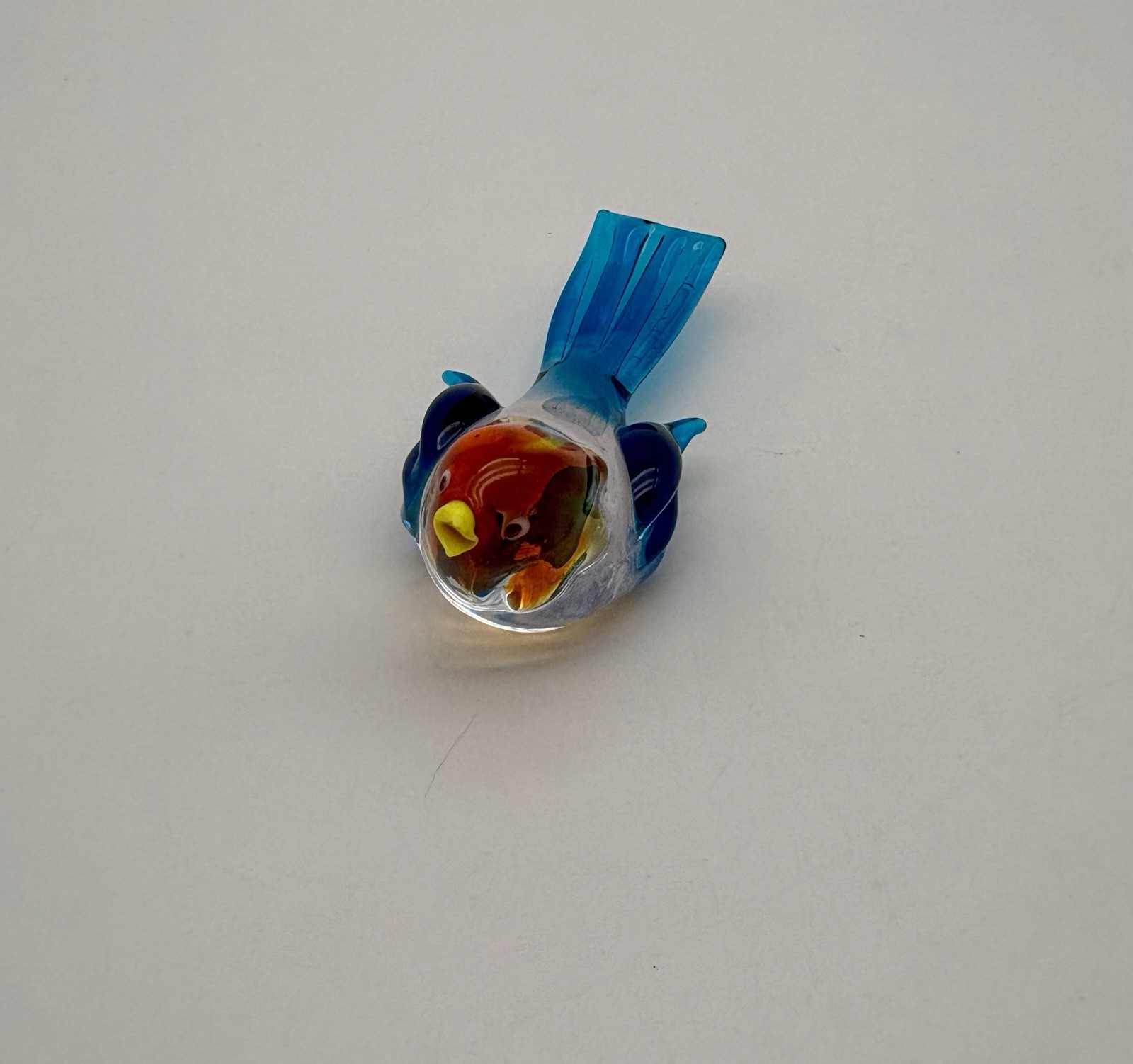 Vintage Small Hand Blown Glass Bird Figurine Decor Multicolored Tiny Miniature