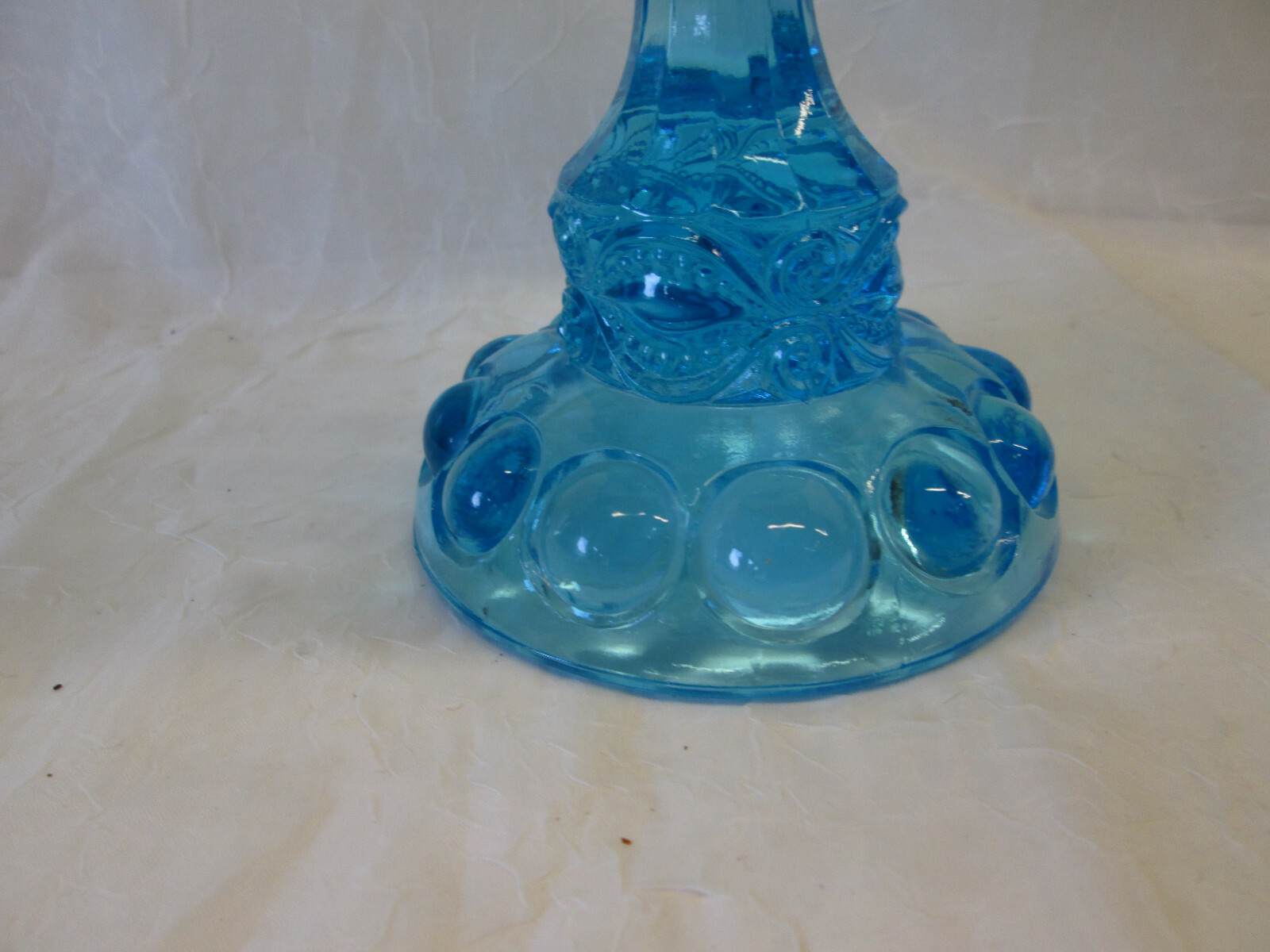 Fenton Eyewinker Pattern for LG Wright Light Blue Open Compote 7 1/8″ tall