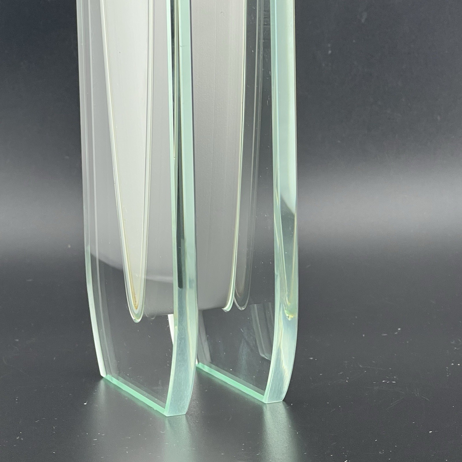 Modern Contemporary Art Glass & Steel Vase GP