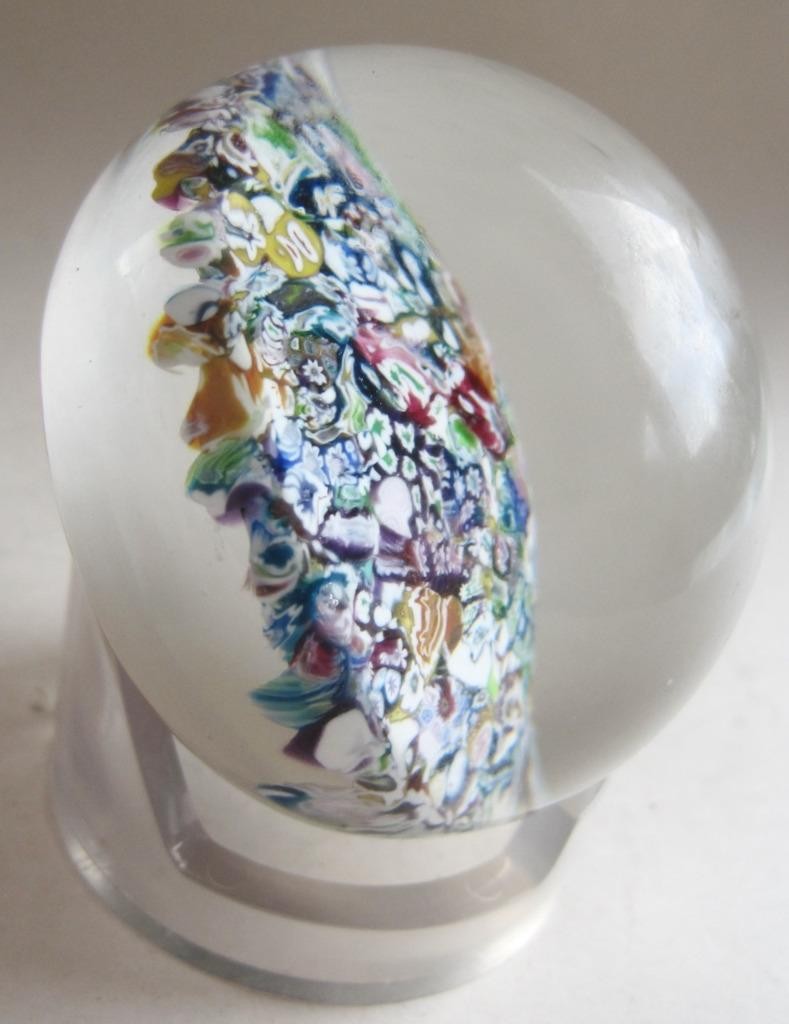 Perthshire 1973 Scrambled Millefiori End of Day Paperweight Art Glass Date Cane