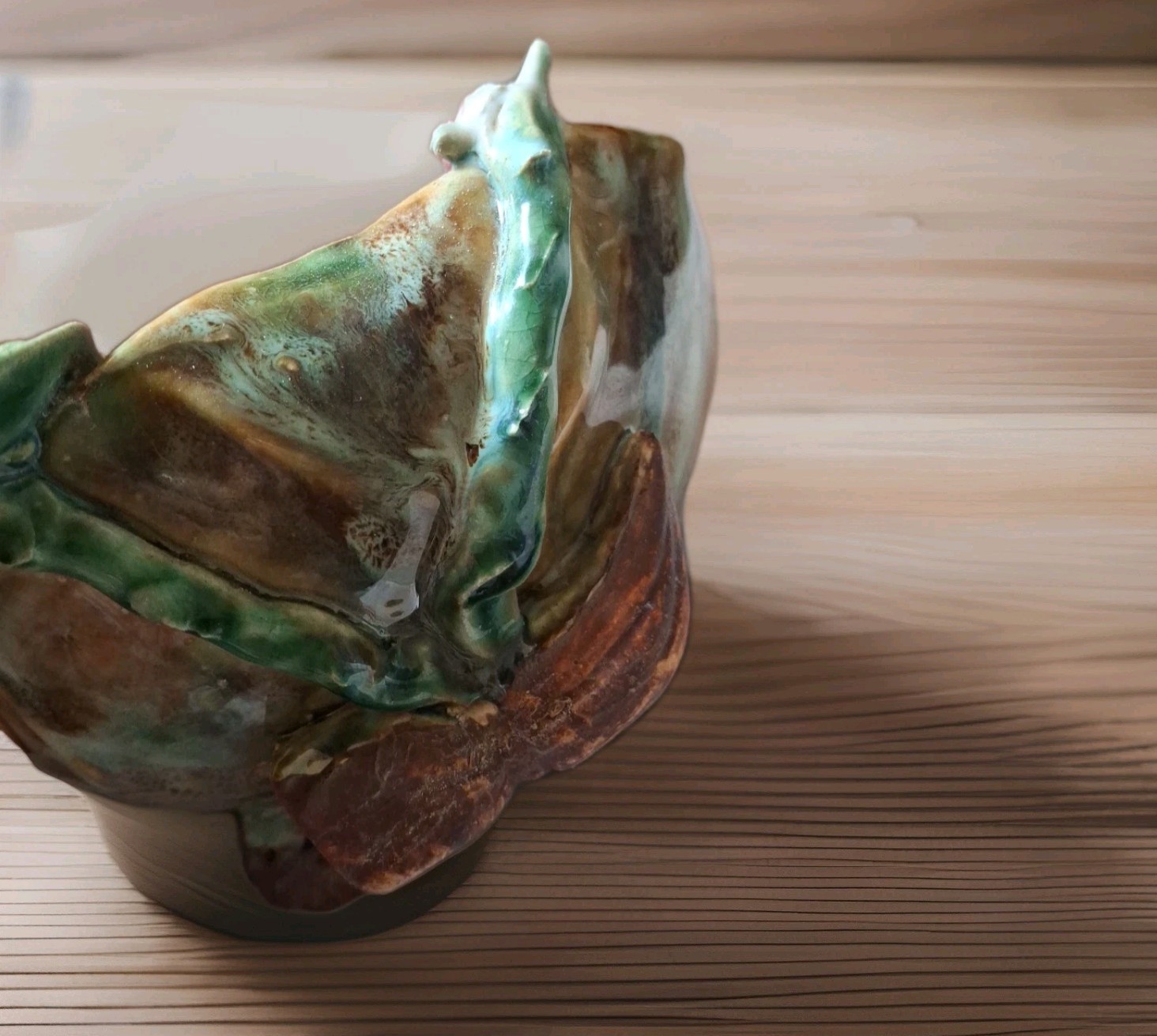 Majolica Pottery Frogs Rose Pretty Planter/Fairy Garden OOAK See Descript Pics