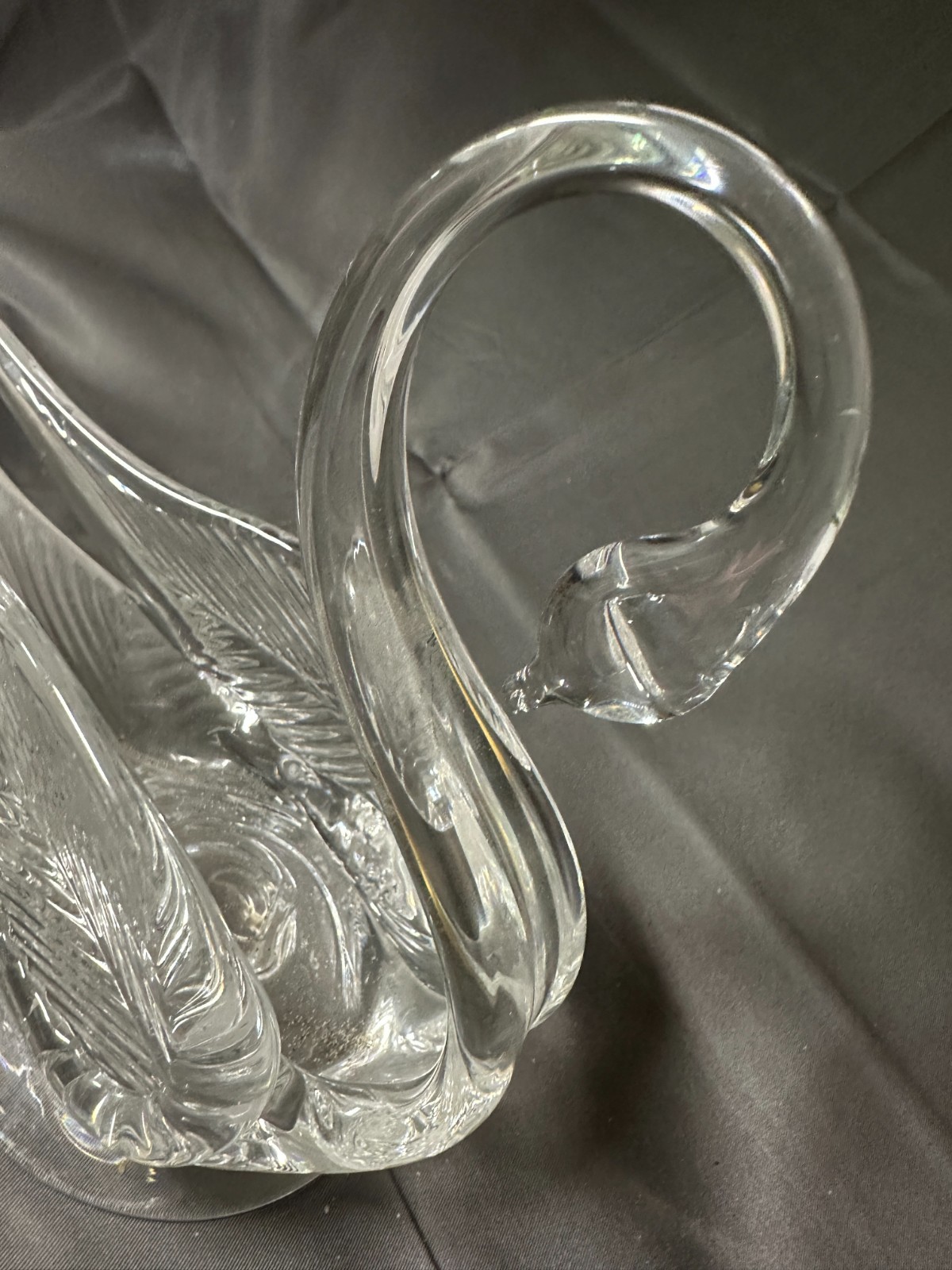 Large 6” Princess House 24% Lead Crystal Swan Figurine Dish Vintage Germany