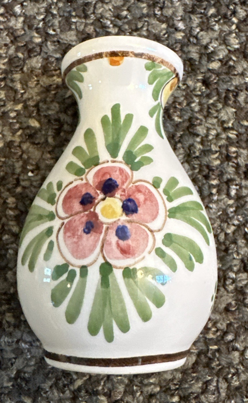 Vintage Signed DP Delft Polychrome Vase – Floral scene – multicolor