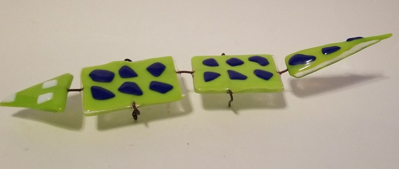 Alligator Hand Made Handcrafted Fused Glass & Metal 13″ Long, Posable and Cute