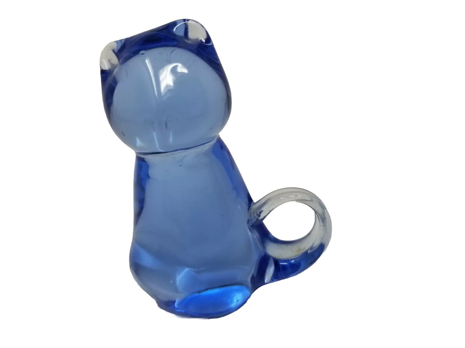 UNITED STATES COMMEMORATIVE ART GALLERY BLUE GLASS CAT FIGURINE VINTAGE