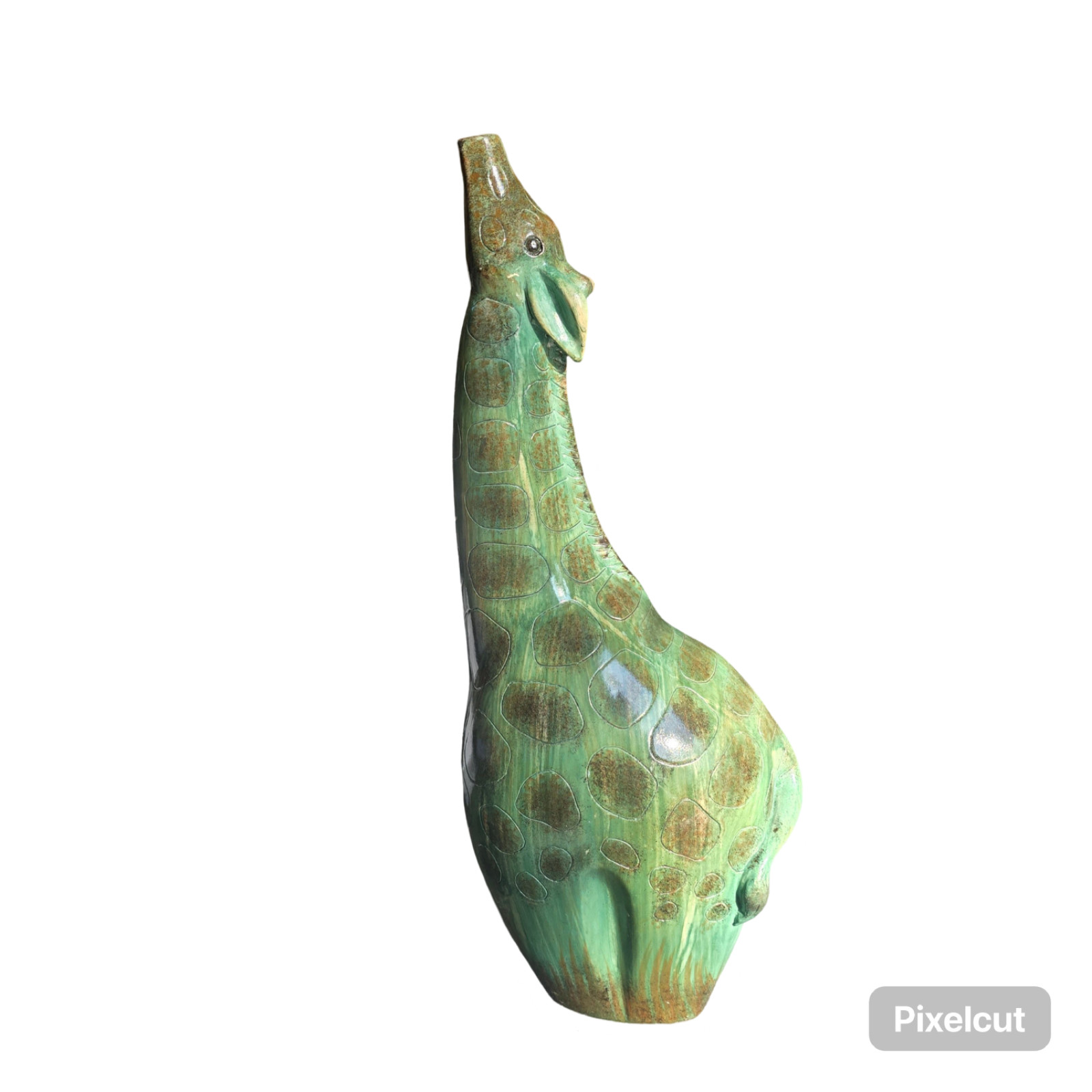 Pottery Giraffe Long Neck Stem Floral Vase VTG One Of A Kind