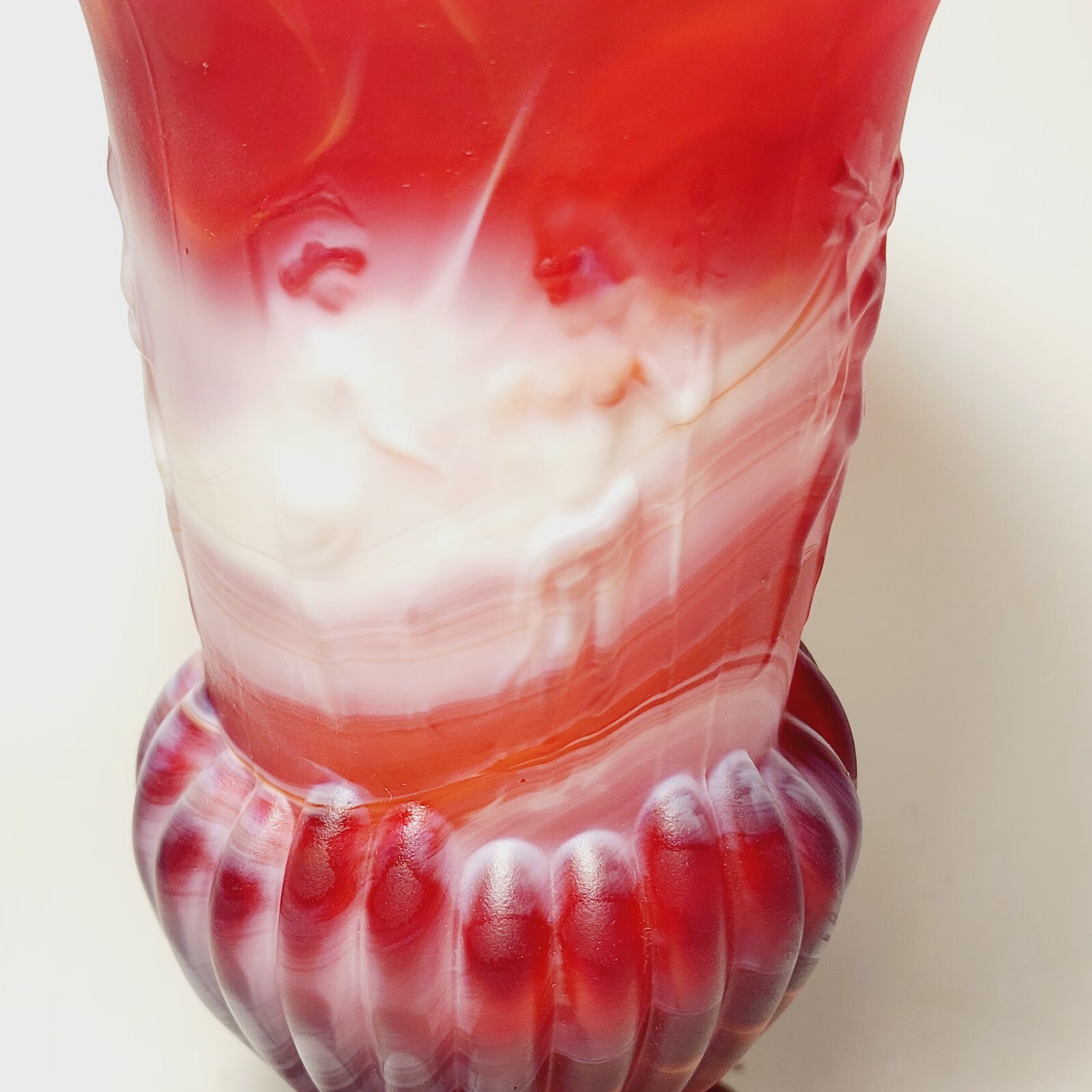 Vintage Ruby Red Slag Glass Dancing Nudes Vase Urn Unmarked Imperial Glass? 8.75