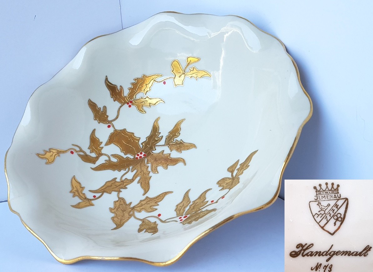 Porcelain Bowl, Gold, Ilmenau, around 1935 M399