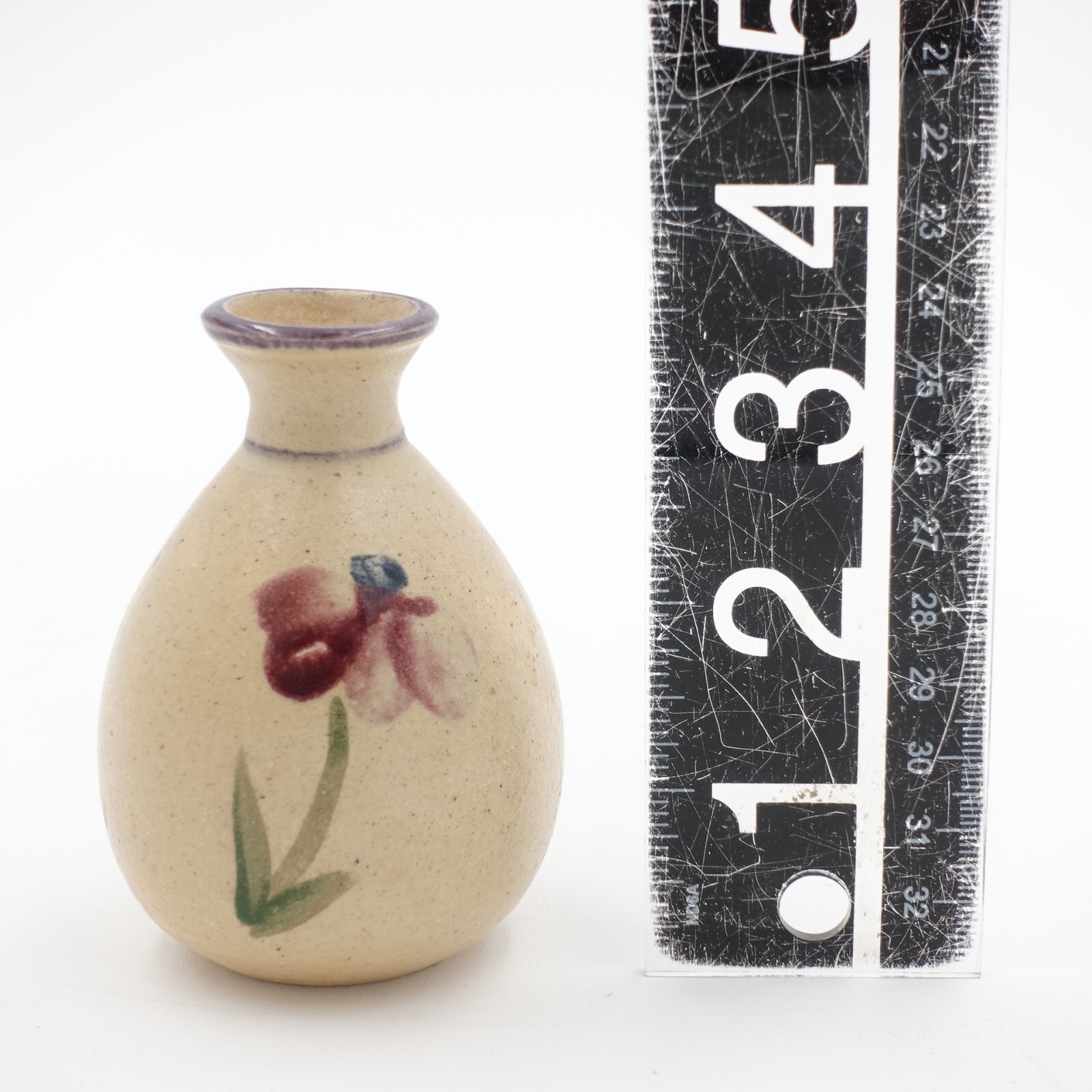 Weed Pot Bud Vase Harmony Pottery Signed Sharalyn New Harmony Indiana 3.3/8 Tall