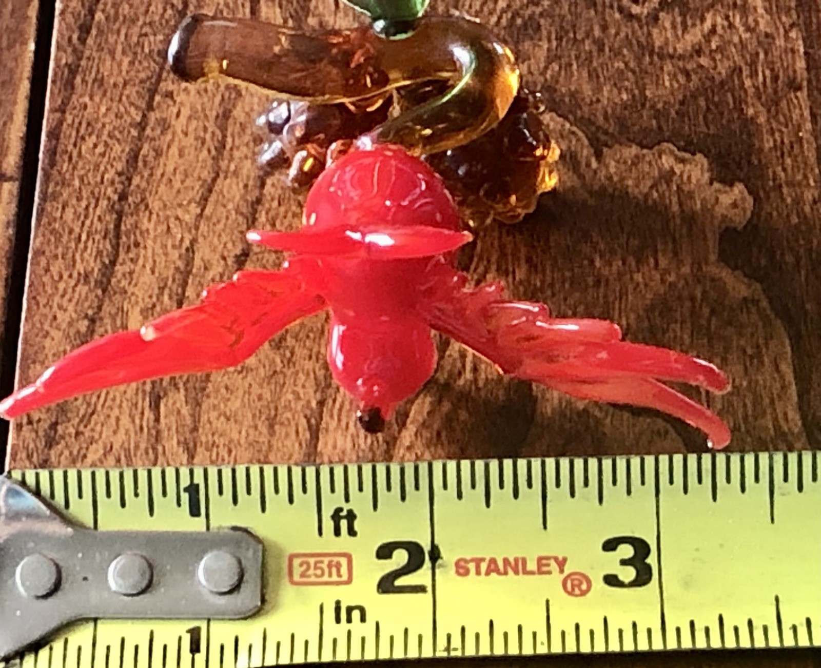 Vintage Murano Style Hand Blown Red Art Glass Bird In Flight Figurine 2.5 X 3.25
