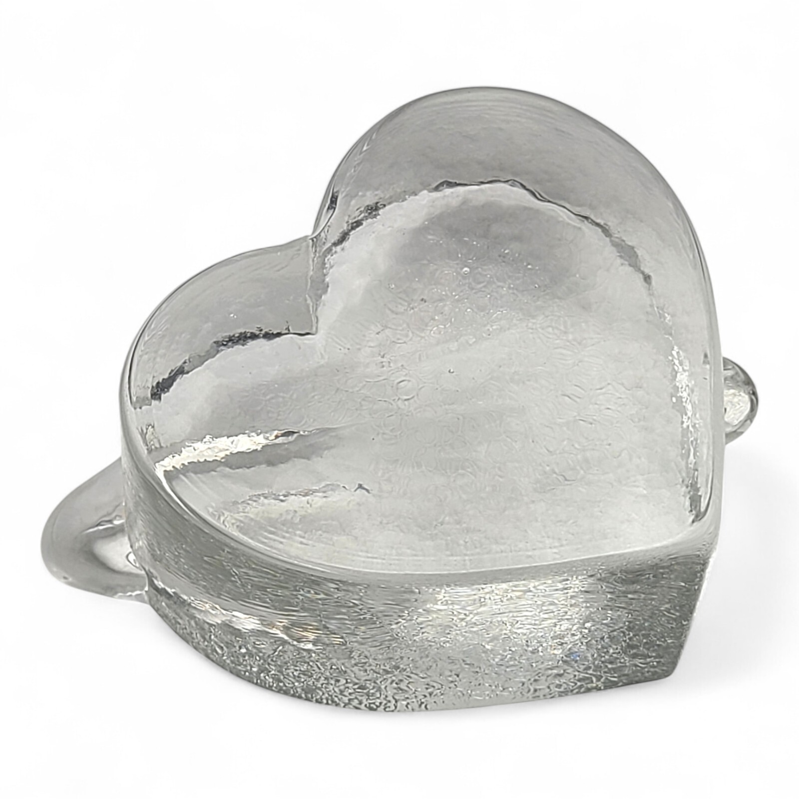 Valentine’s Day Heart w/ Arrow Art Glass Paperweight 3″ Recycled Glass Clear