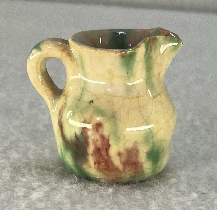 Vintage 1.5″ Studio Miniature Drip Glaze Pottery Pitcher 1:6 Scale Christmas