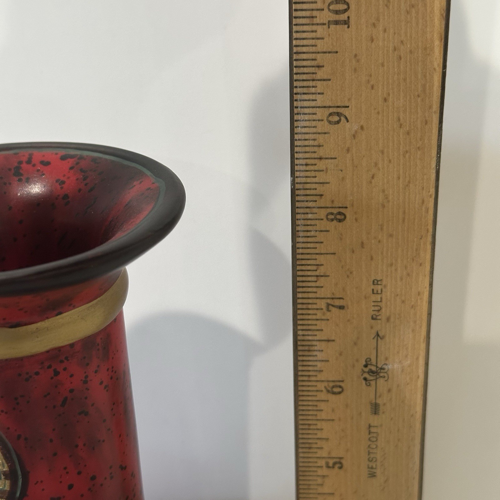Asian Vase Replica Approx. 8 1/2″ Tall x 5 1/4″ Wide Resin (?) Material Heavy