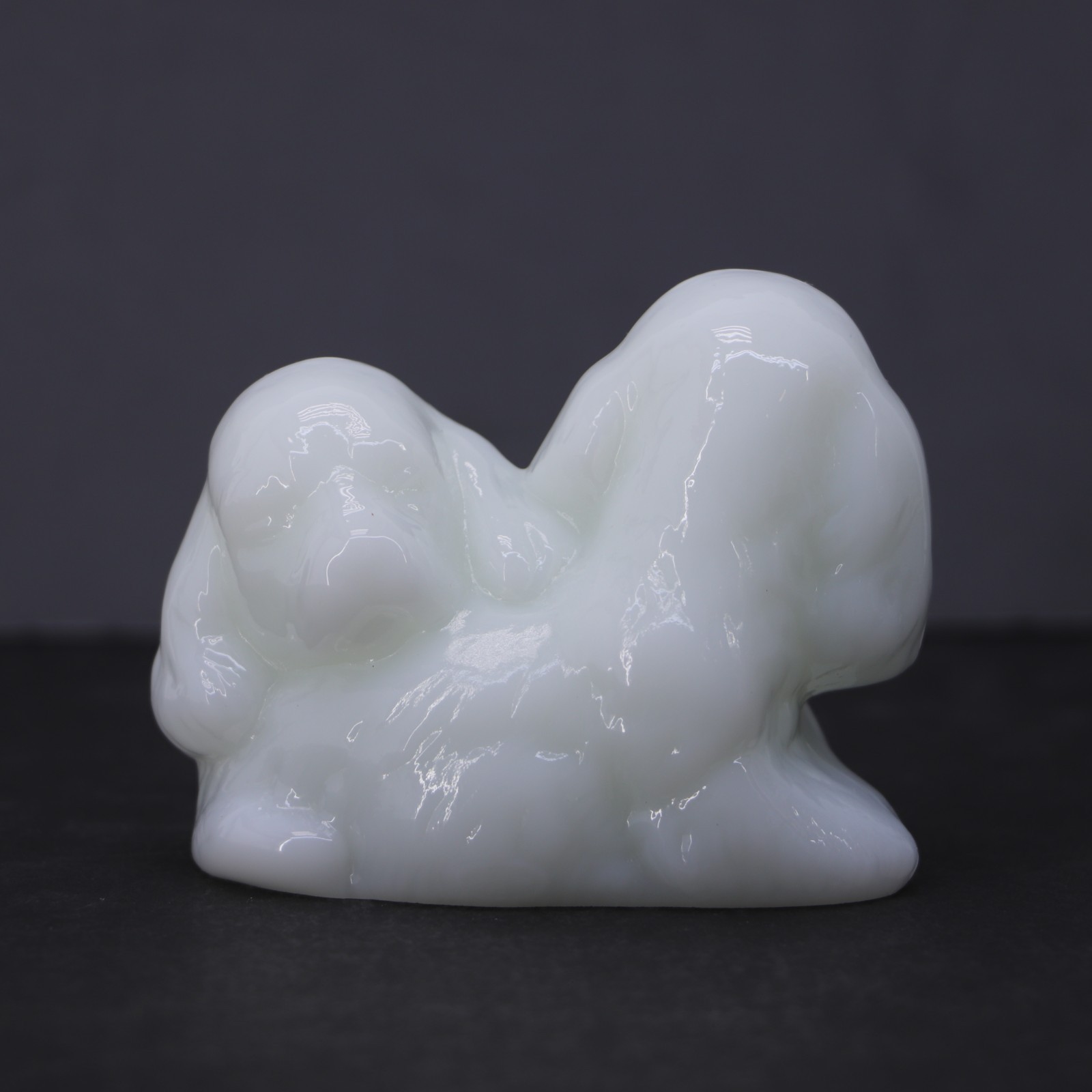Rare Fenton Puppies White Milk Glass Cocker Spaniels from Fenton Gift Shop