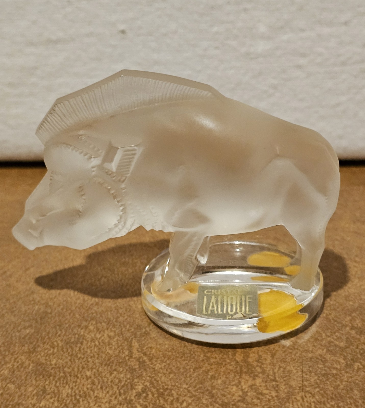 Vintage Lalique Wild Boar Sanglier Razorback Pig Crystal Paperweight Figurine