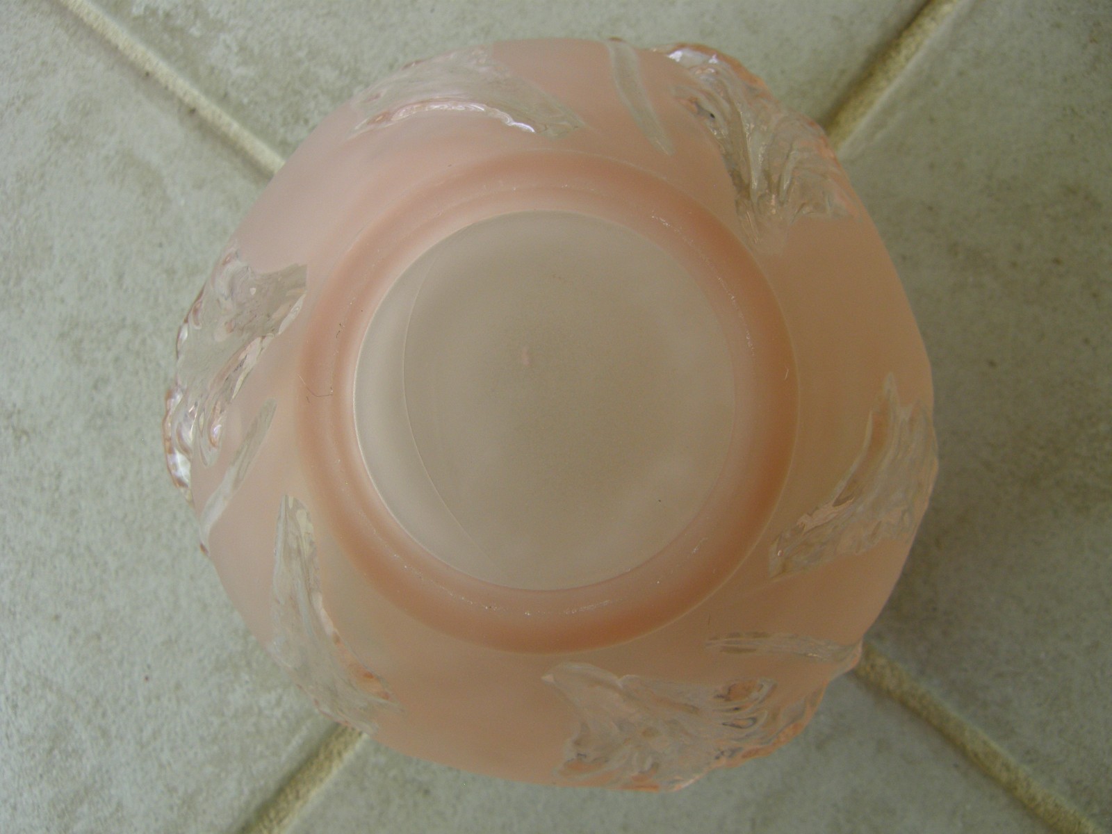 Tiffin Clear Pink Poppies With Satin Glass Background Vase 8 1/2″ high x 5″ wide