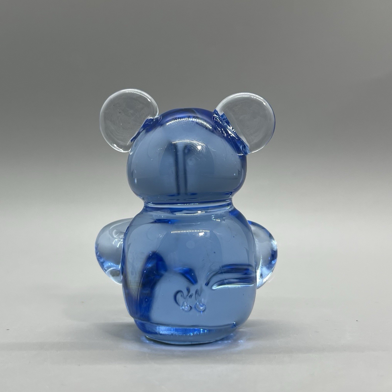 Vintage Blown Glass Blue Bear Paperweight US Commemorative Fine Arts Gallery