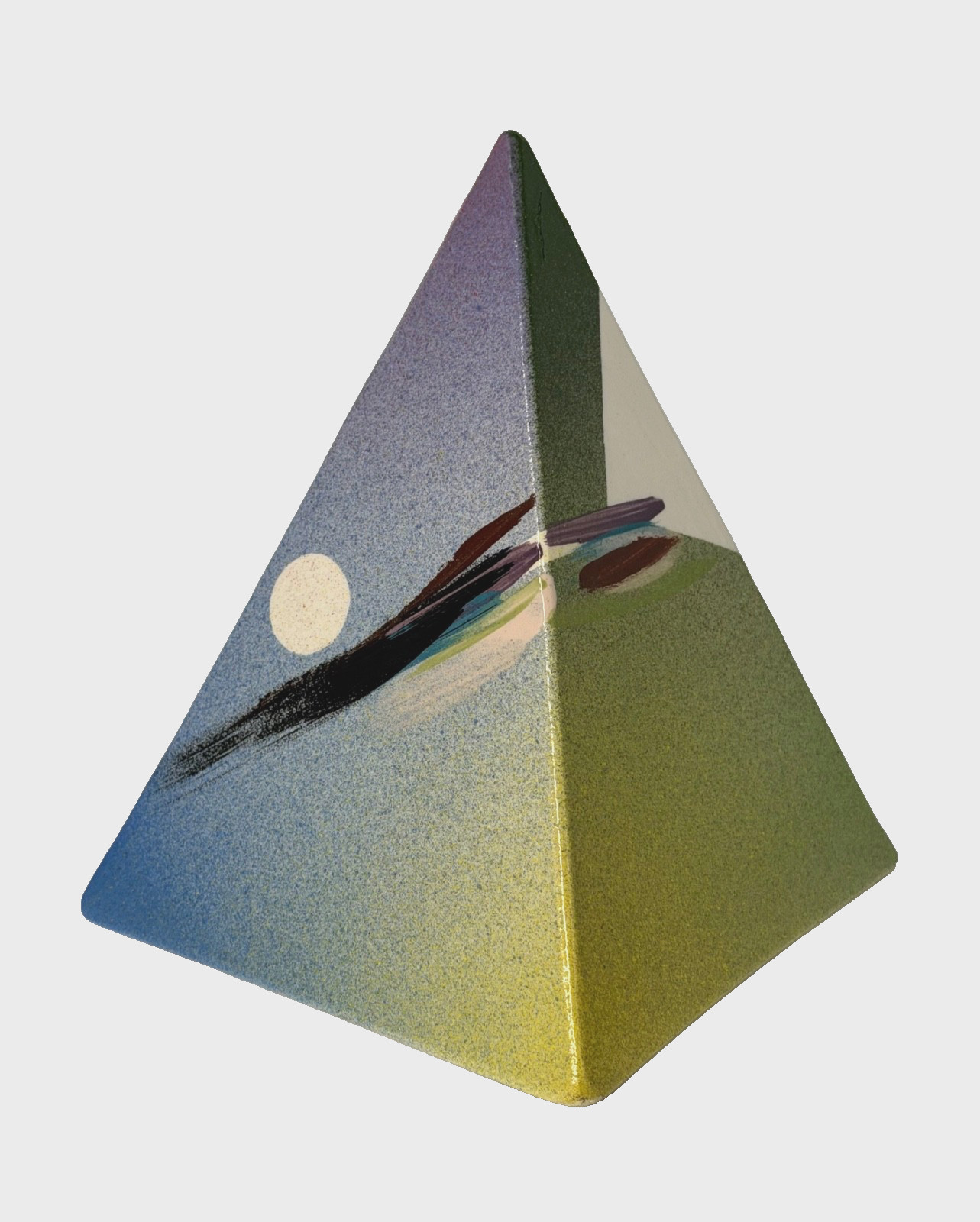 Vtg Postmodern Abstract Pottery Pyramid Signed Christine Fetty 1985