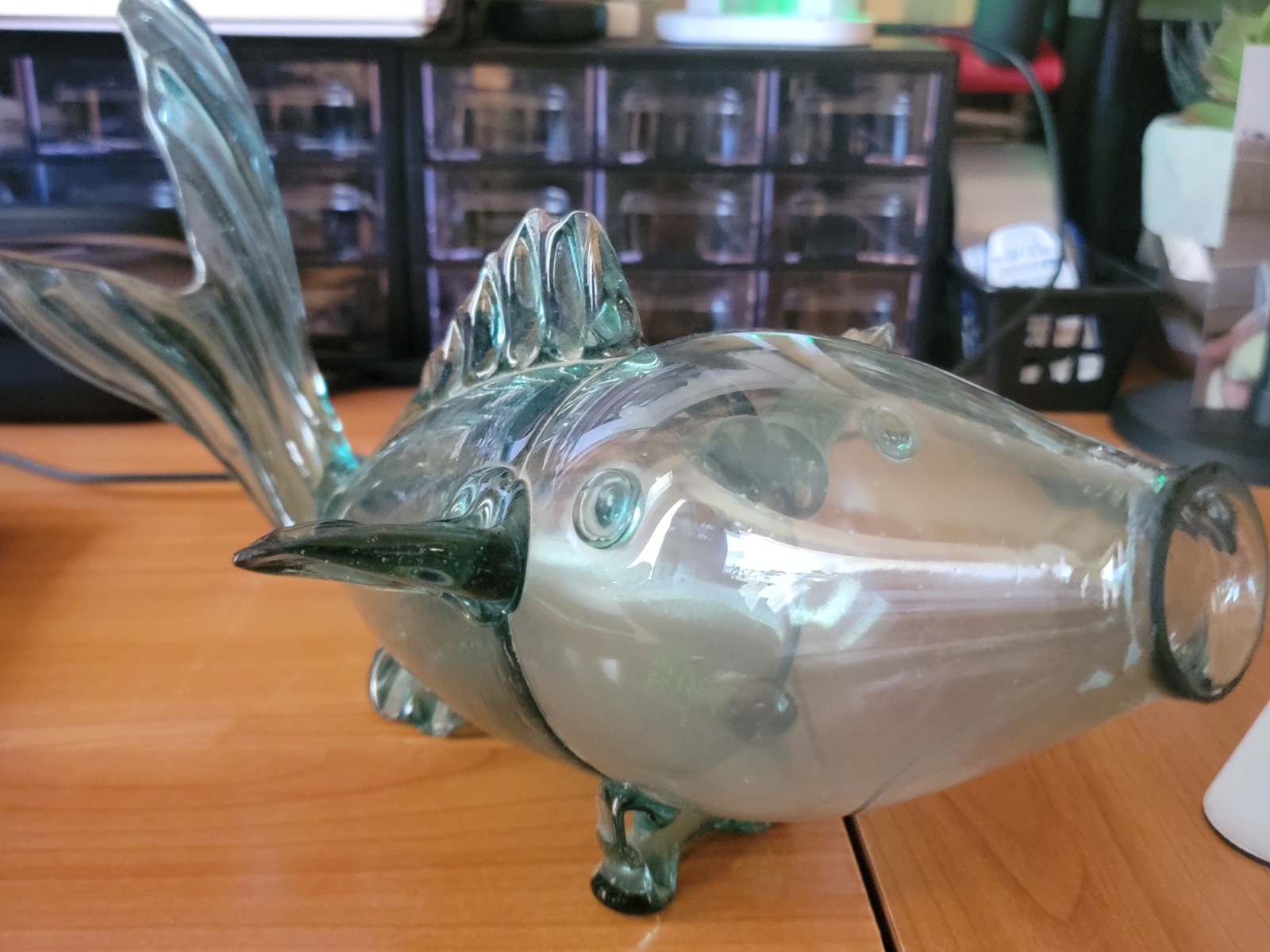 Hand Blown Glass Fish – Vintage Green
