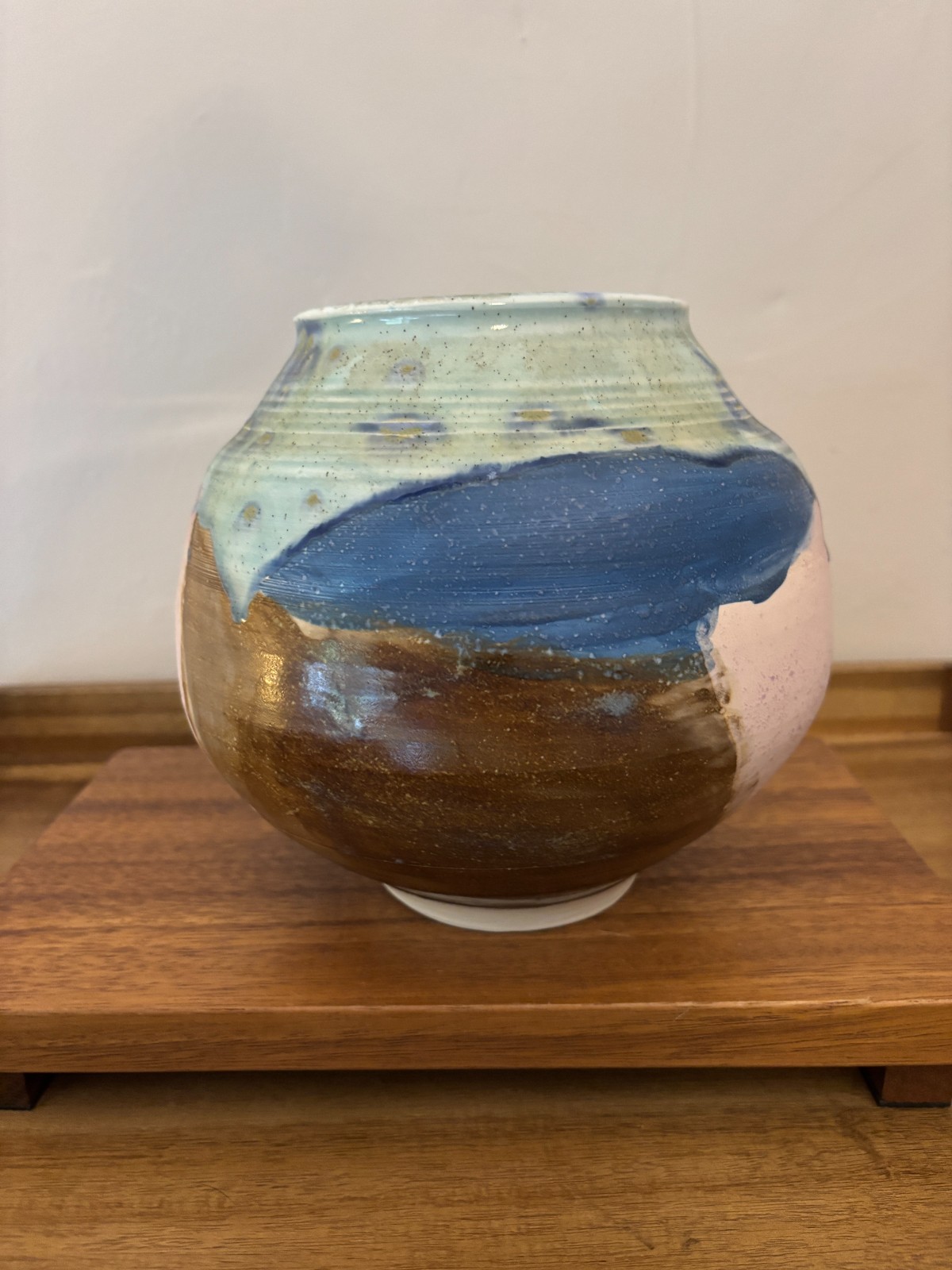 Lois Van Vleet Multi Colored Round Art Pottery 7.25″H Vase