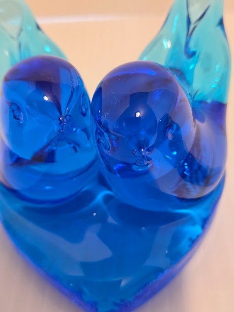 Vintage Double & Pair of Single Signed & Dated Hand-Blown Bluebirds of Happiness