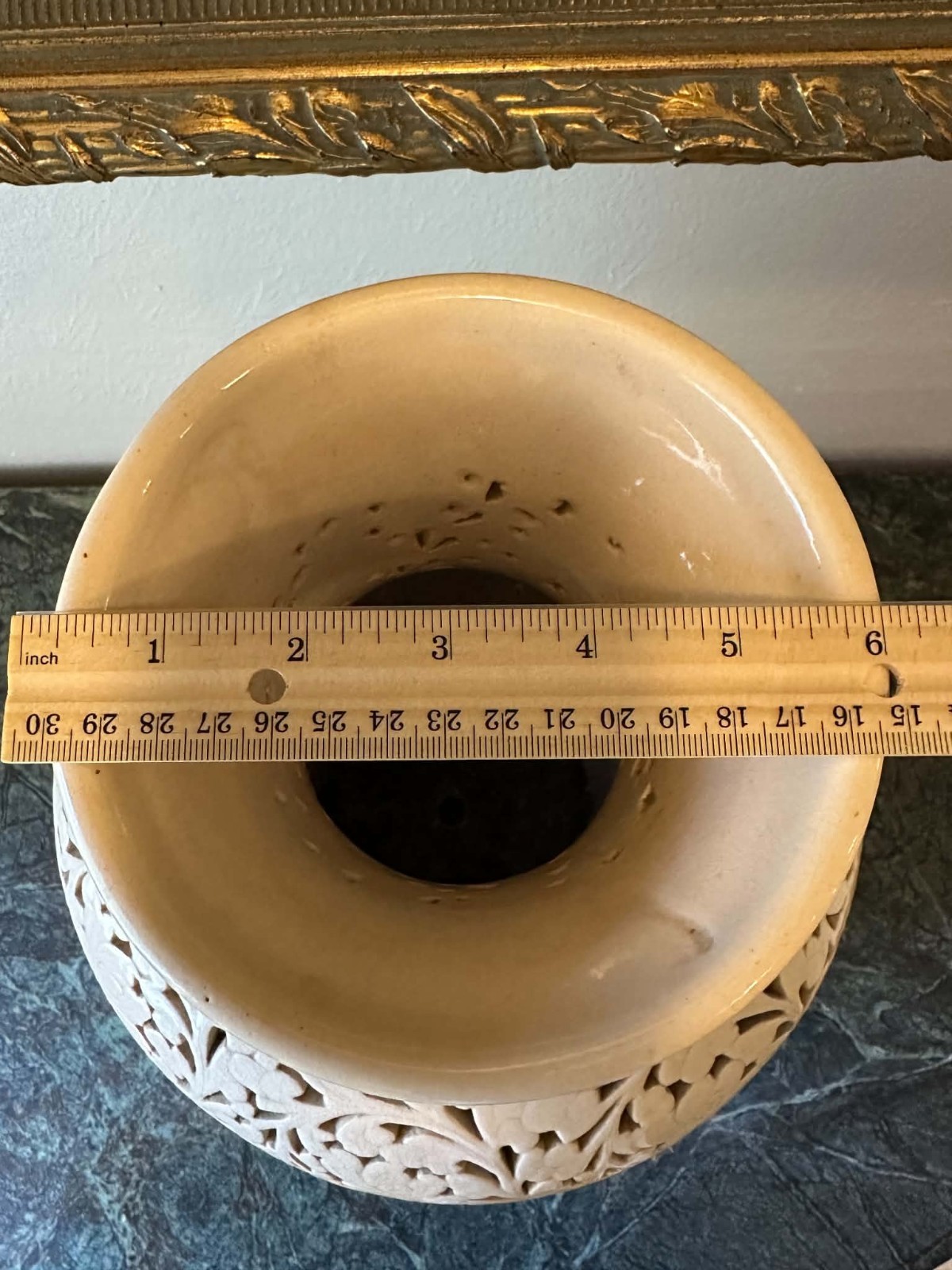 Large 22″ Chinese Pierced Reticulated Blanc De Chine Floor Vase White Ceramic