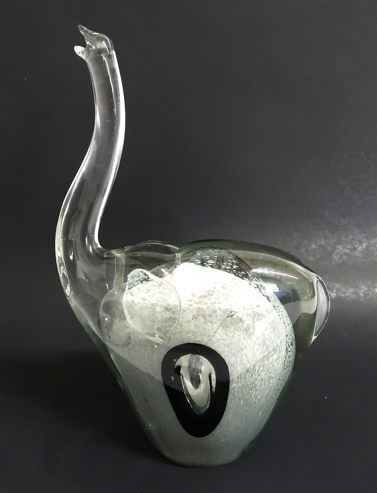 Vintage ART GLASS ELEPHANT Sculpture 11″ Tall 4.7 Pounds Trunk Up for Good Luck