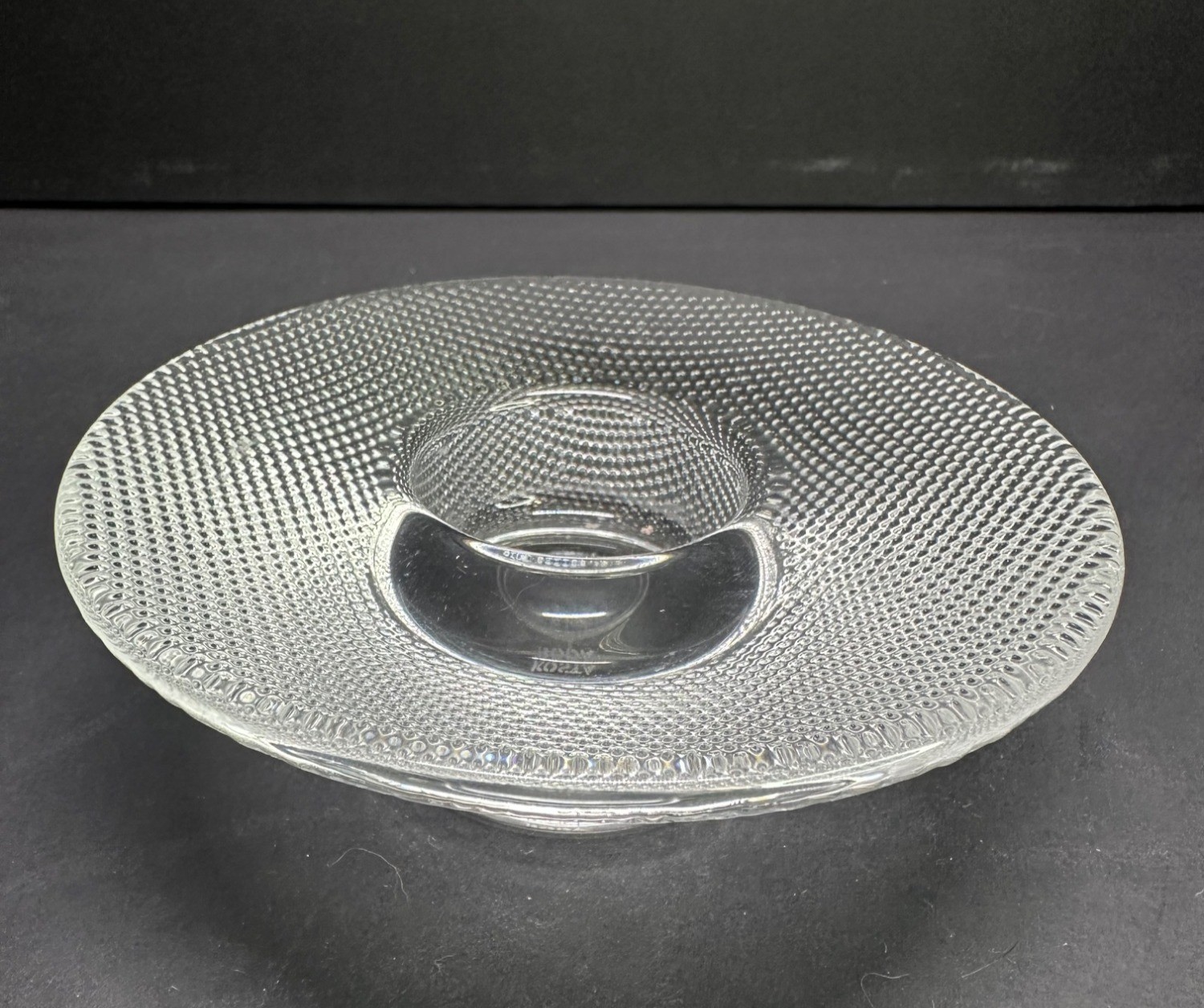 Vtg Kosta Boda Round Votive Candle Holder Clear Glass 5” Diamond Pattern