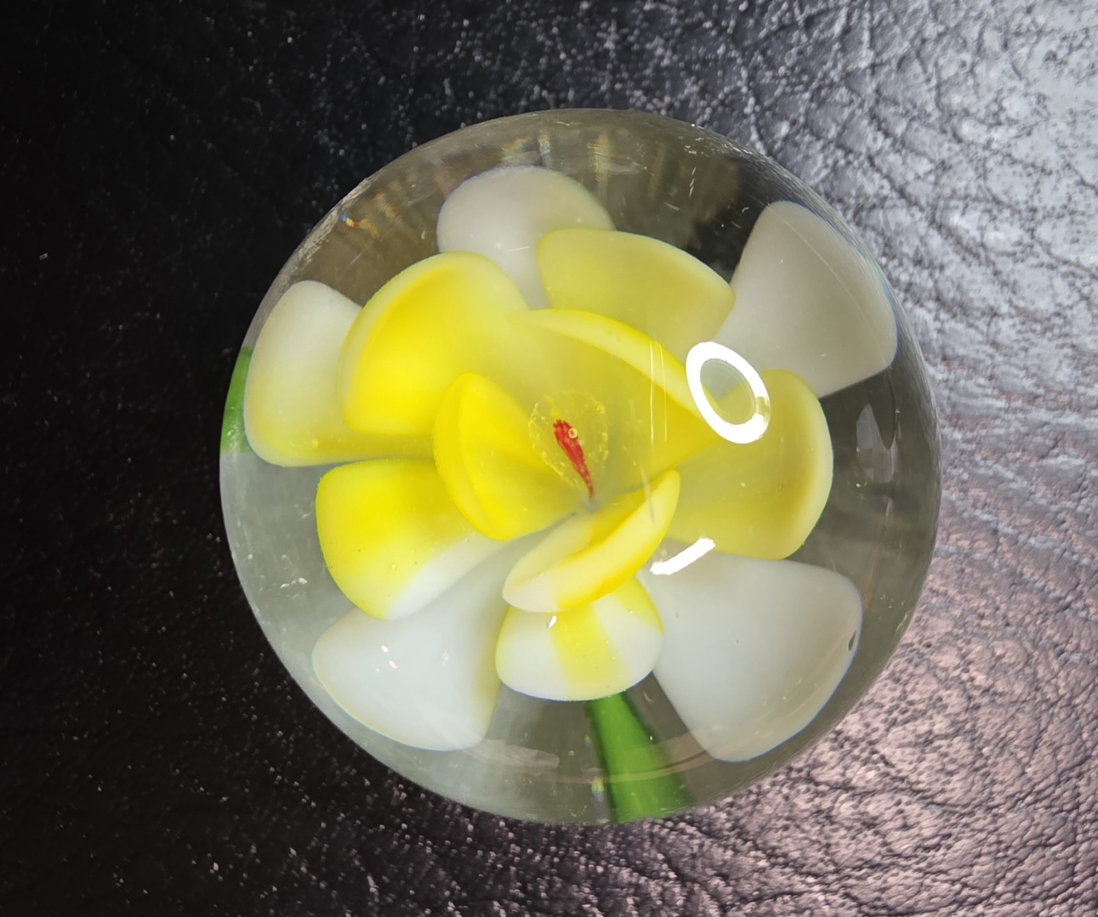 Petite yellow and white flower paperweight 1.8″ #PW-23