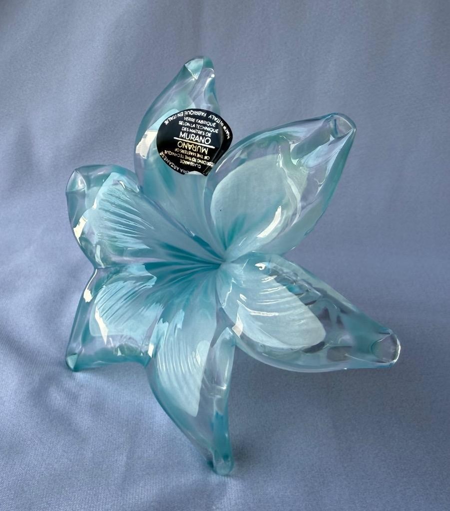 Genuine Italian Flower Blown Glass Murano light blue color Italy No 721