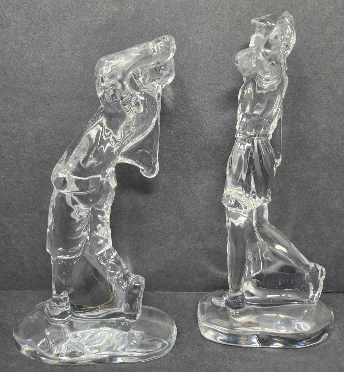 Waterford Crystal PAIR Golfer Figurines Man & Woman Golf Made In Ireland