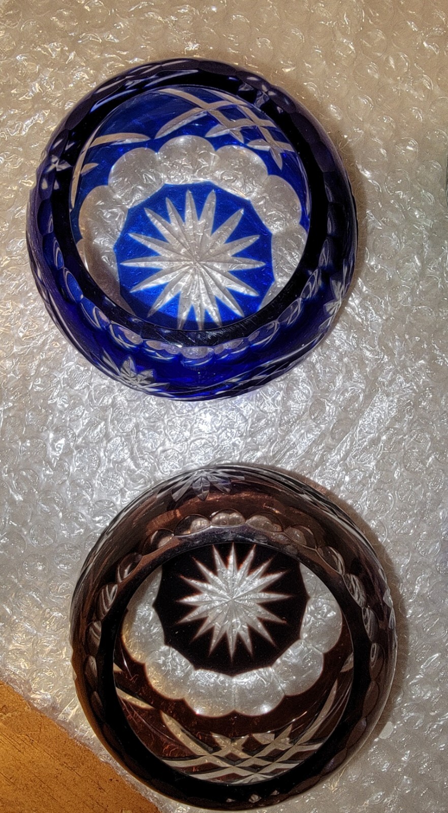 Beautiful Bohemian/Czech Cut To Clear Set Of Four Multi-colored Crystal…
