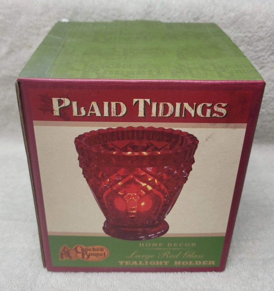 NIB Vintage Incandescence Ruby Red Glass Hobnail cut glass Candle Holder 4” Red