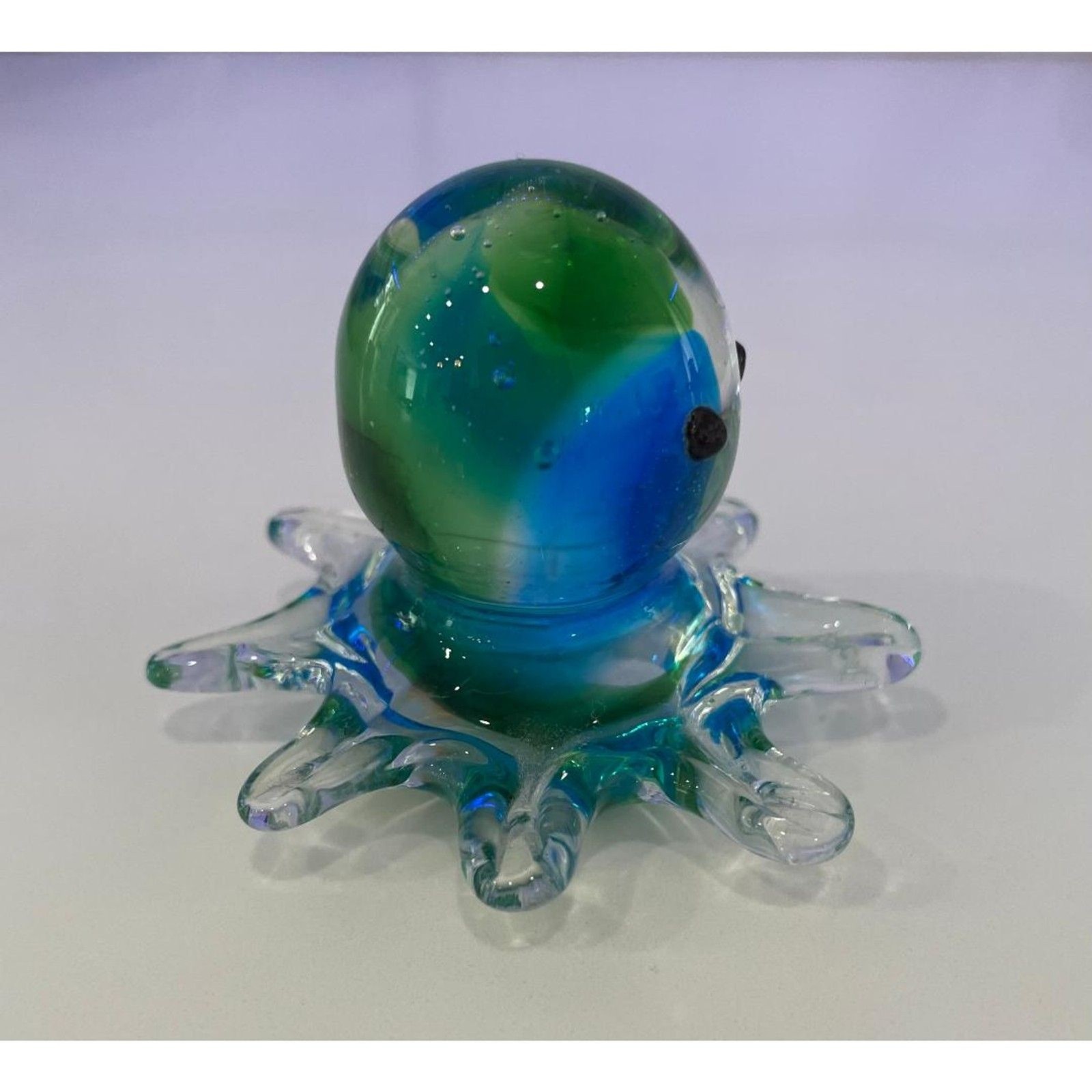 Handmade Art Glass Little Octopus Figurine Paperweight Blue Green