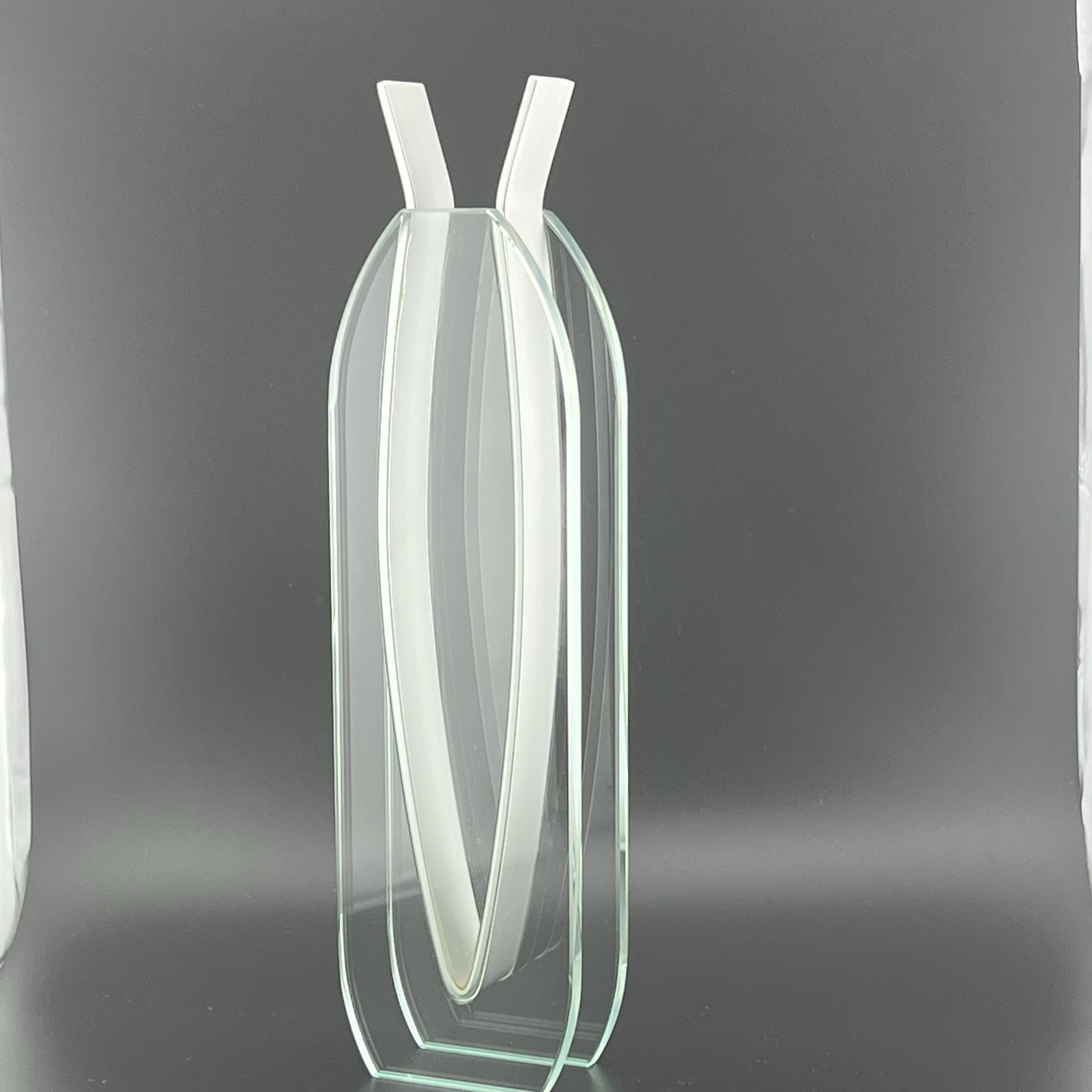 Modern Contemporary Art Glass & Steel Vase GP
