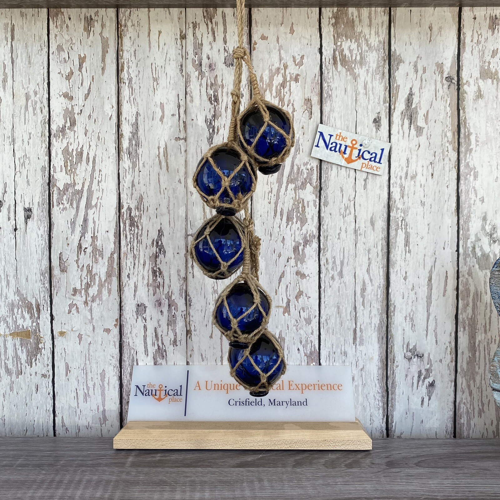 Glass Fishing Floats On Jute Rope – Red, Blue, Aqua, Green – Nautical Wall Decor
