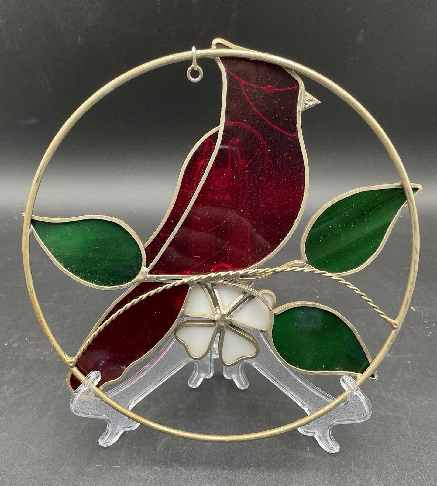 Cardinal 8 1/4 Inch 3-D Stained Glass Sun Catcher