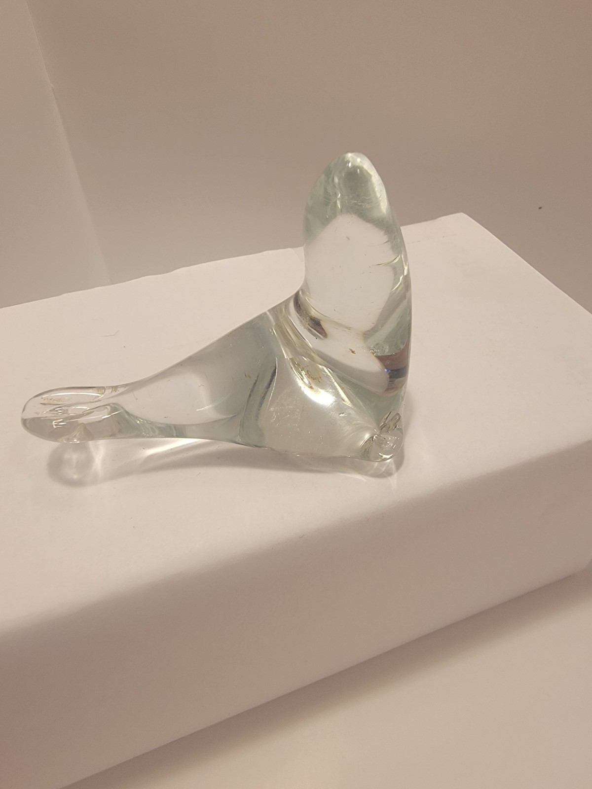 Glass Seal Paperweight Small Clear Glass