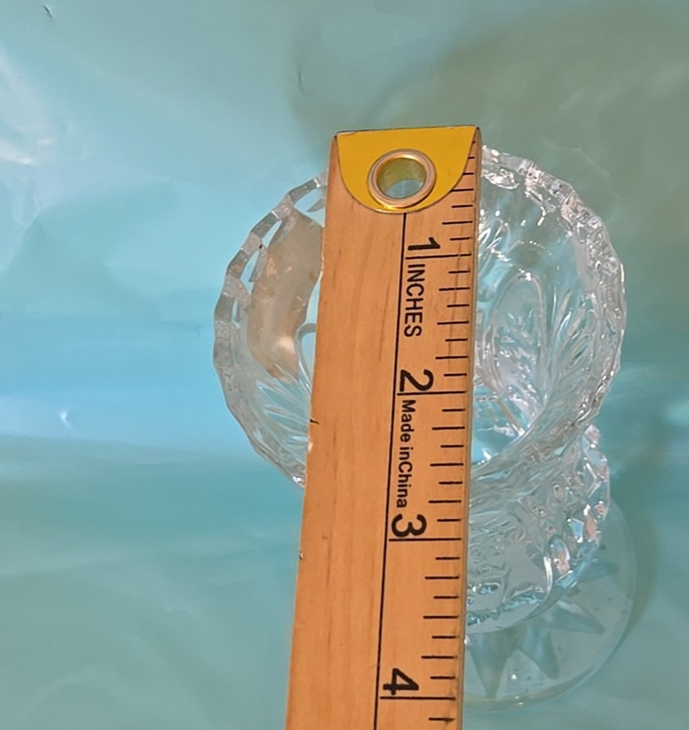 Vtg Crystal Clear Industries Candlestick Holder Yugoslavia 24% Lead Glass Flower