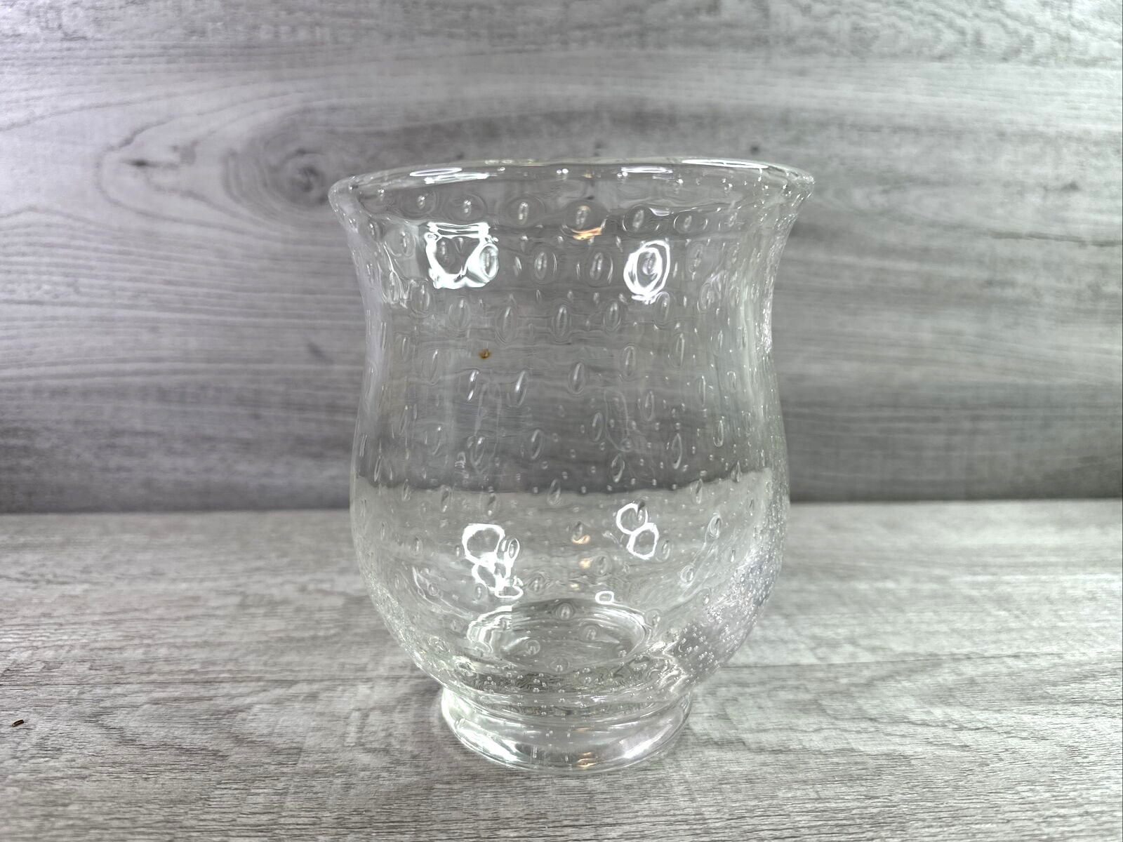 Unbranded Wide Mouth Vase Home Decor, Tiny Bubbles Hand Blown Clear Glass