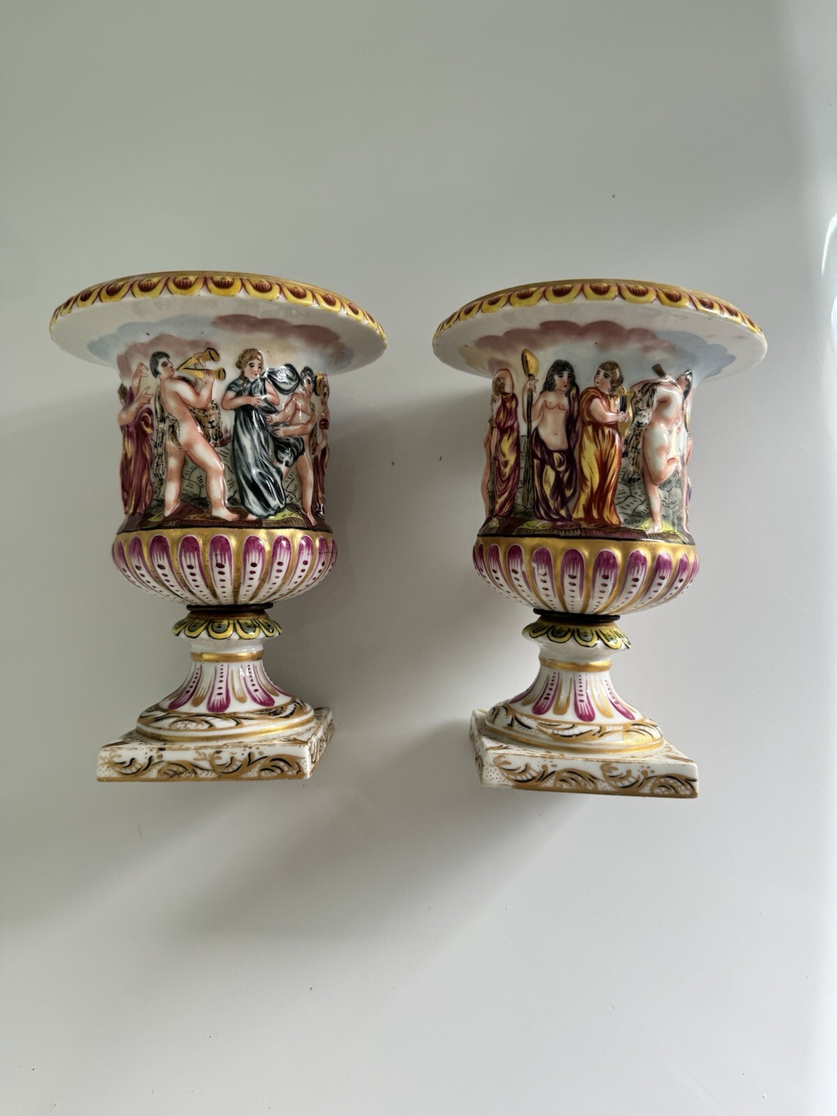 Capodimonte Urn Late 19th Century / Set Of 2