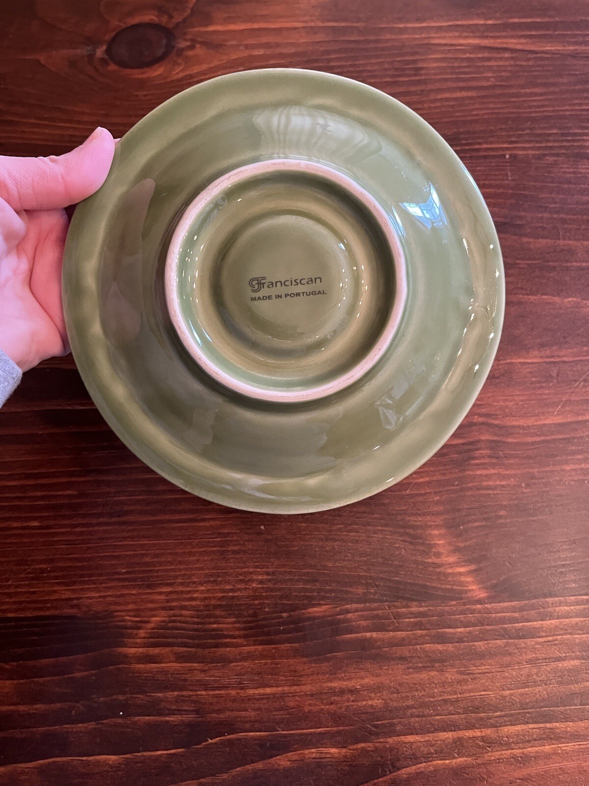 Franciscan Ivy Green Candle Holder Chamberstick Finger Loop Vintage Victorian