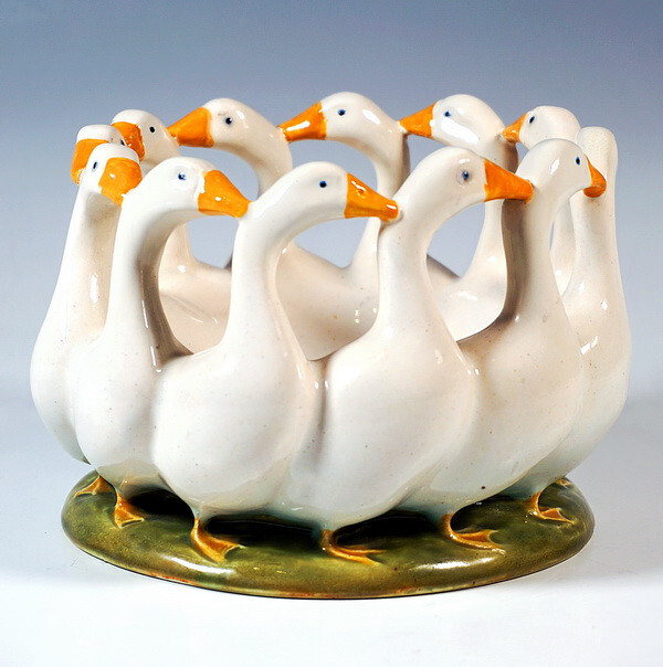 WKKW Vienna Art Pottery Goose Dance Figure 1900-1919 Signed 11.5 cm