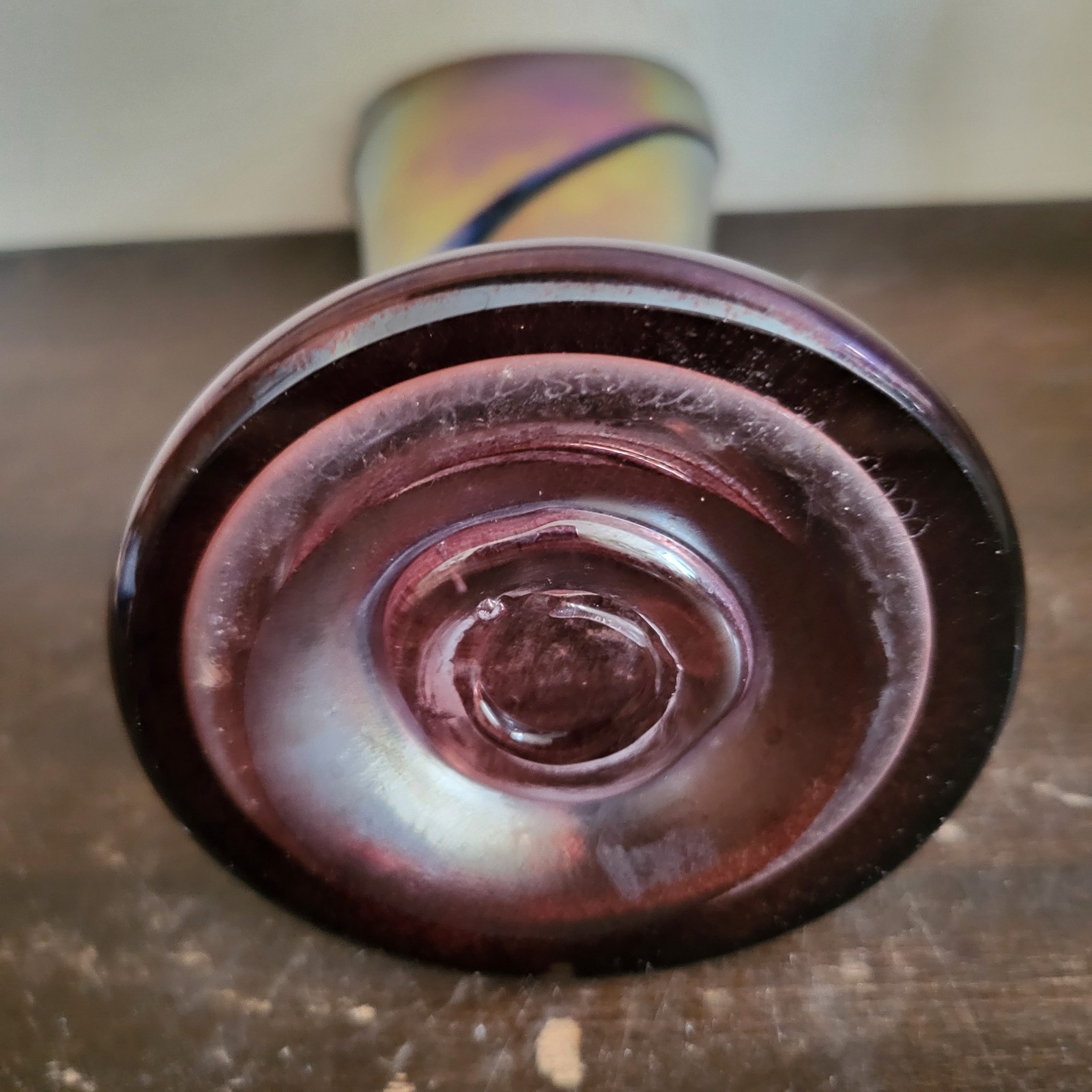 Zellique Studio Joseph Morel Hand Blown Iridescent Art Glass Vase 8″