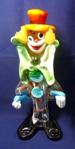 MURANO ART GLASS Hand Made in ITALY CLOWN Figurine sz-8 3/4″ tall Vintage