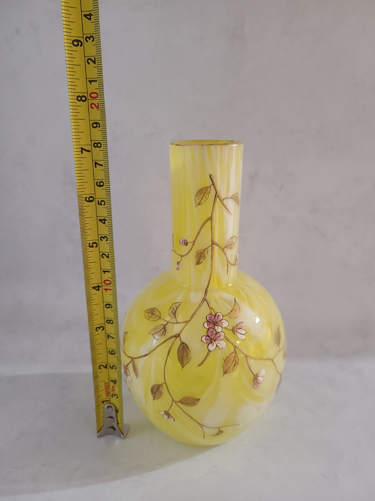 Antique 19th Century Bohemian Yellow Glass Vase by Harrach