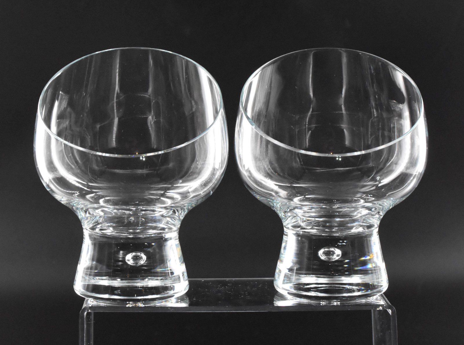 Vintage Dansk Candlelight Set of 2 Glass Candle Holders Bubble Base Belgium